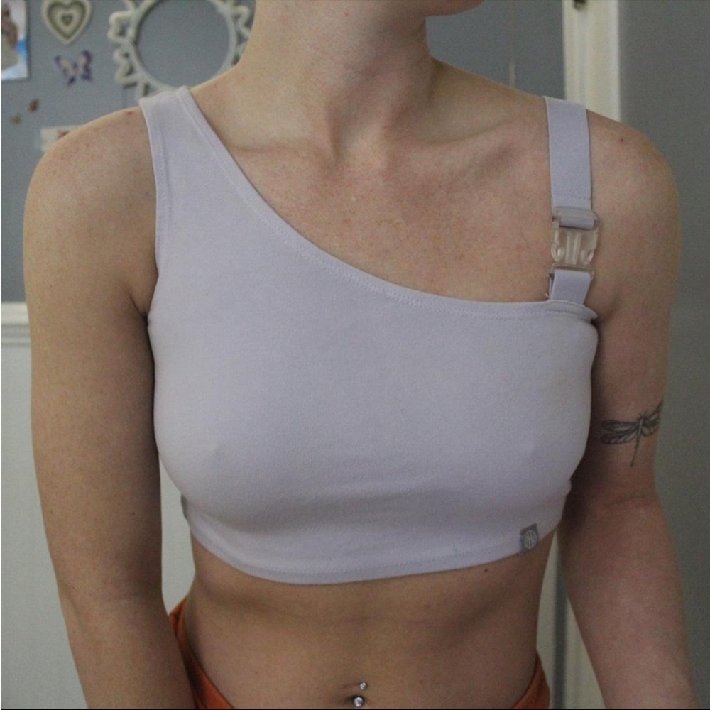 Lavender Buckle Strap Crop Top